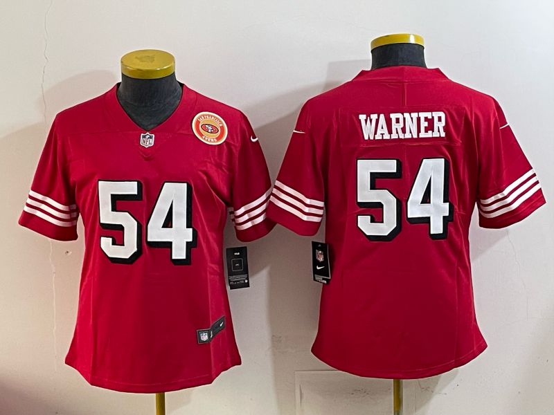 Women 2025 San Francisco 49ers #54 Warner Red Nike Limited NFL Jersey style 009
